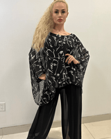 Splendida Silky Italian Blouse (Black) - Palazzo Couture Online