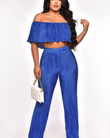 Summer Breeze Pant Set (Royal Blue) - Palazzo Couture Online