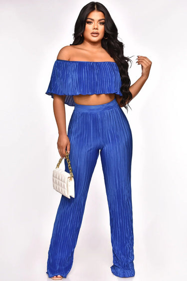 Summer Breeze Pant Set (Royal Blue) - Palazzo Couture Online