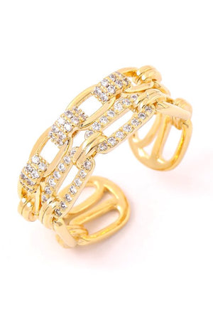 CZ Double Chain Link Ring