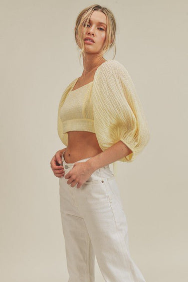 Textured Woven Open Back Blouse - Palazzo Couture Online