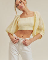 Textured Woven Open Back Blouse - Palazzo Couture Online