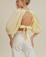 Textured Woven Open Back Blouse - Palazzo Couture Online