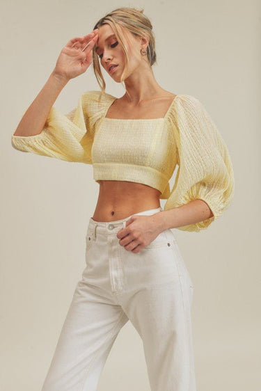 Textured Woven Open Back Blouse - Palazzo Couture Online