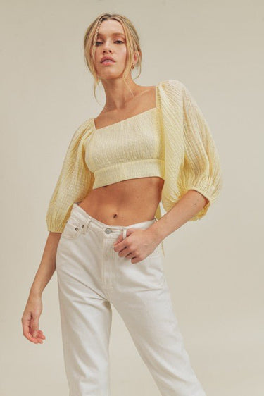 Textured Woven Open Back Blouse - Palazzo Couture Online