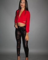 The Power of Love Tie Up Crop Top - Red - Palazzo Couture Online