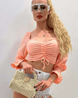 Vacation Mode Top (Peach) - Palazzo Couture Online