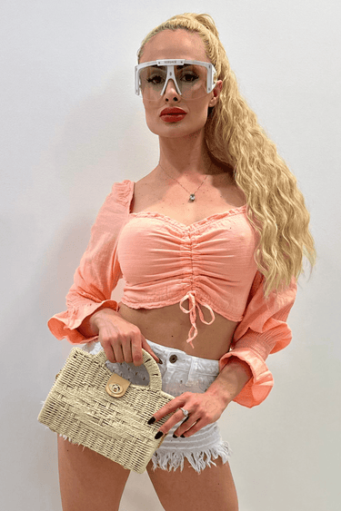 Vacation Mode Top (Peach) - Palazzo Couture Online