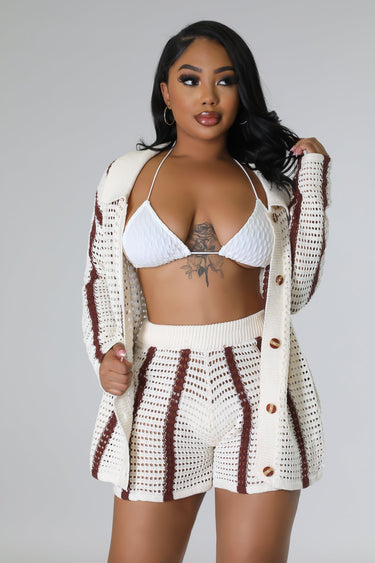 Vacation Mood Short Set ( Brown) - Palazzo Couture Online