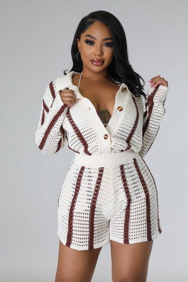 Vacation Mood Short Set ( Brown) - Palazzo Couture Online