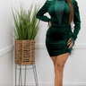 Velvet Glam Green Dress - Palazzo Couture Online