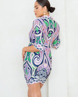 Vibrant Mosaic Wrap Mini Dress - Palazzo Couture Online