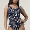 Vogue Print Black Bodysuit - Palazzo Couture Online