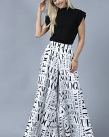 Vogue Print White Palazzo Pants - Palazzo Couture Online