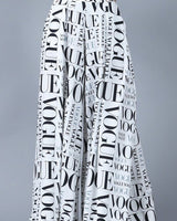 Vogue Print White Palazzo Pants - Palazzo Couture Online