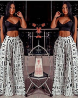 Vogue Print White Palazzo Pants - Palazzo Couture Online