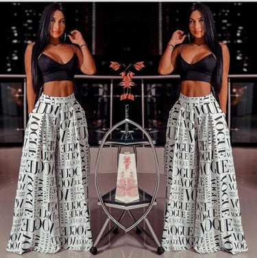Vogue Print White Palazzo Pants - Palazzo Couture Online