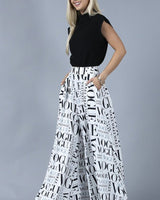 Vogue Print White Palazzo Pants - Palazzo Couture Online