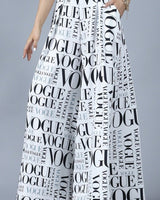 Vogue Print White Palazzo Pants - Palazzo Couture Online